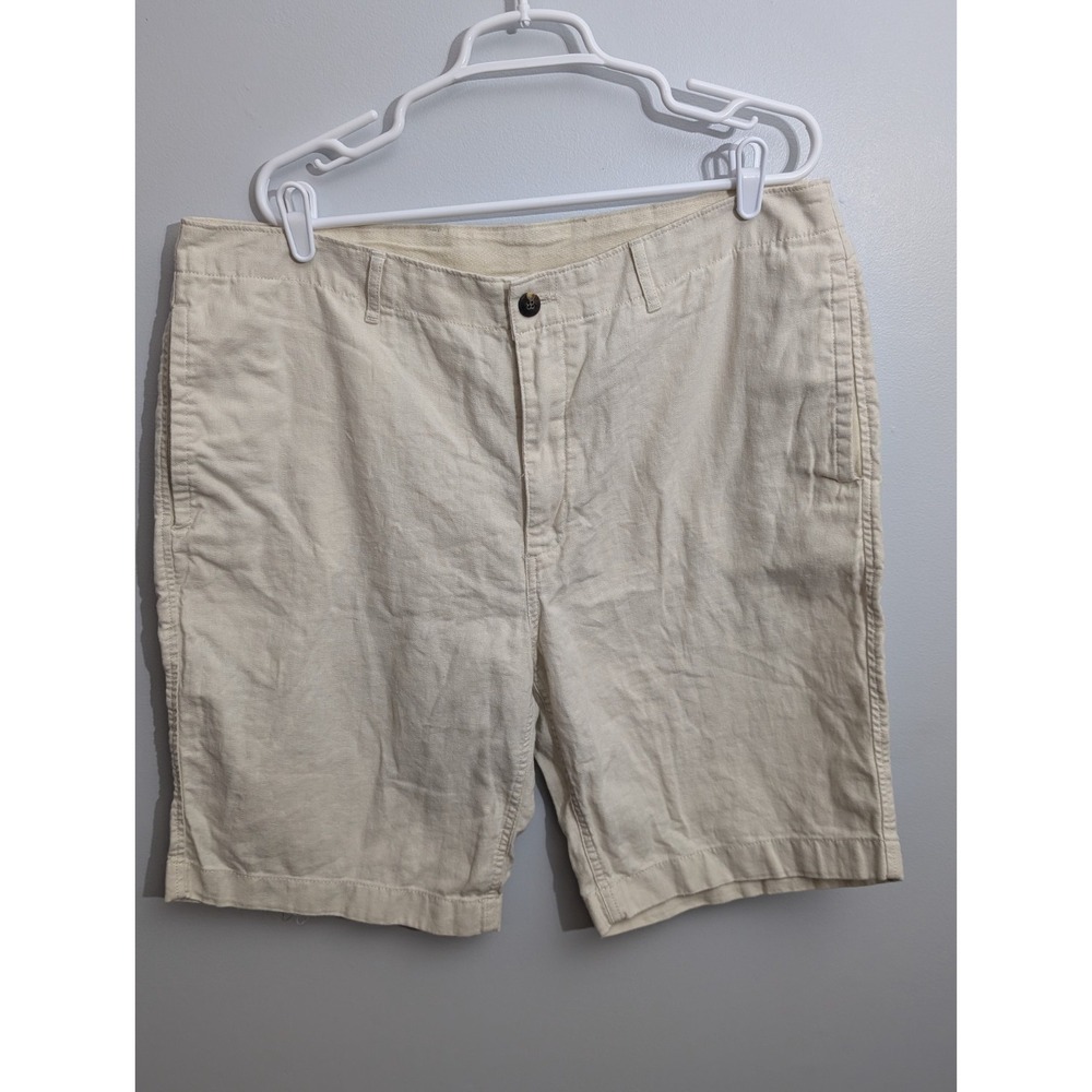 Caribbean Shorts Mens 40 Tan Linen  Lightweight Casual Pockets‎